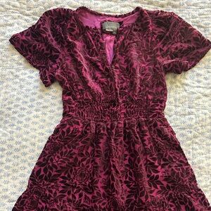 Anthropologie Lined Velvet Dress